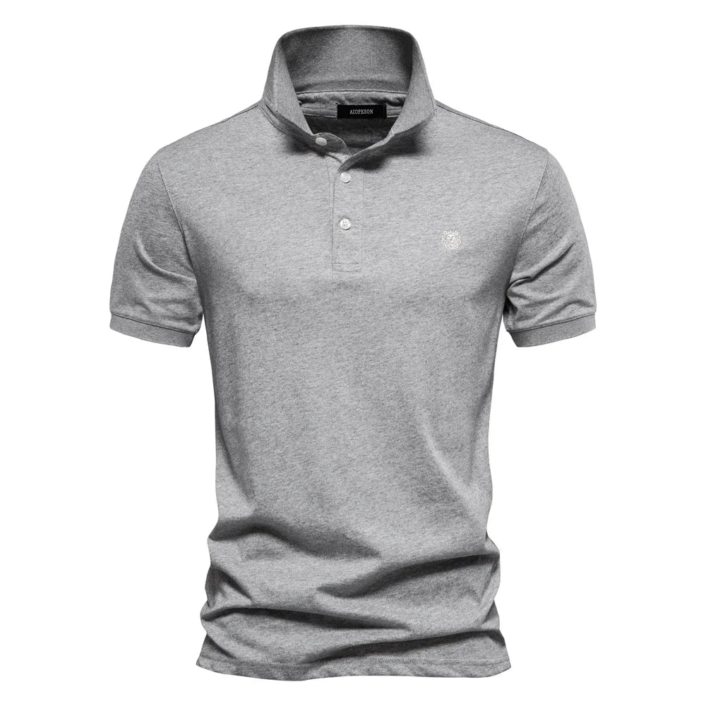 100% Cotton Embroidery Men's Polo Shirts Solid Colour Short Sleeve Polo Shirts Summer Social Polos For Men