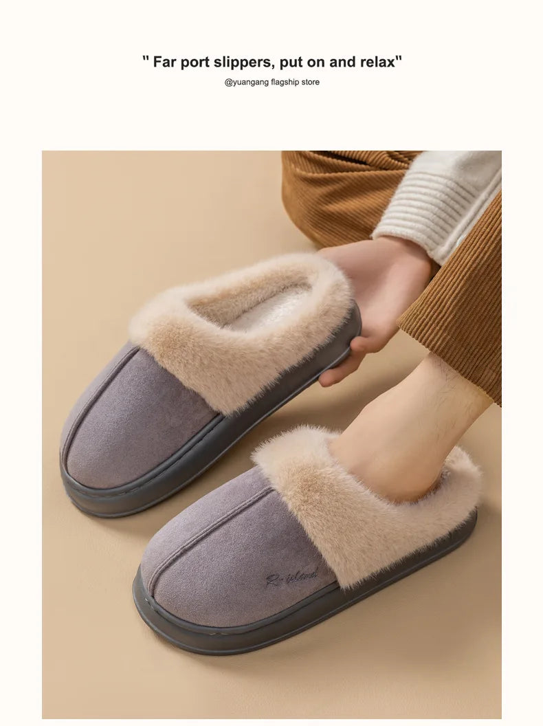 Women's Winter Warm Fuzzy Platform Slippers Suitable As Leisure Indoor and Outdoor Slides Slip On Cosy Fluffy Ladies' Snow Boots