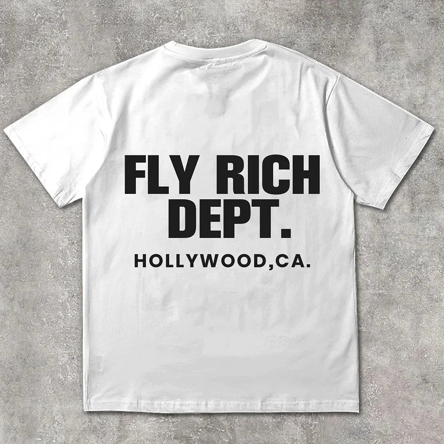 Unisex Fly Rich Graphic Print Casual 100% Cotton T-Shirt Women Y2K Summer Short Sleeve Oversize T-shirt Streetwear Tops