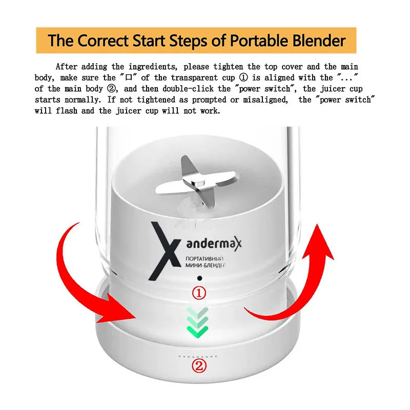 New Mini Portable Blender Electric Juicer Fruit Mixers Fruit Home Smoothies Mixer Multifunctional Juice Maker Machine Blender