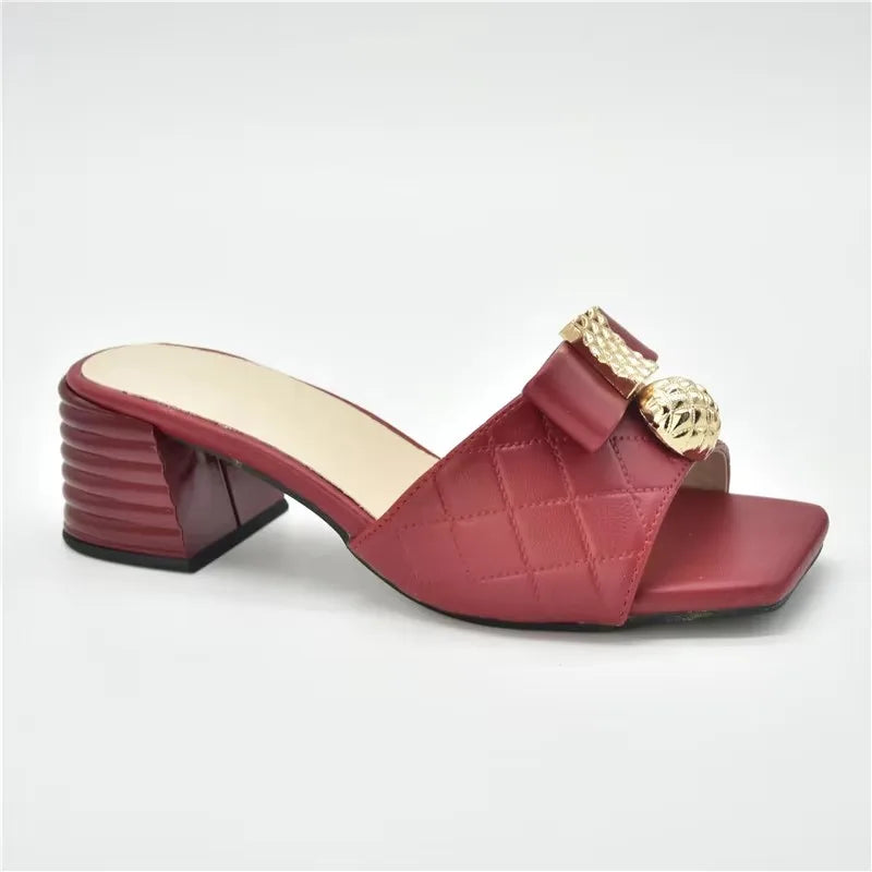 Low Heel Pumps Women Shoes Decorated with Rhinestone Slip on Shoes for Women Open Toe Women Party Shoe