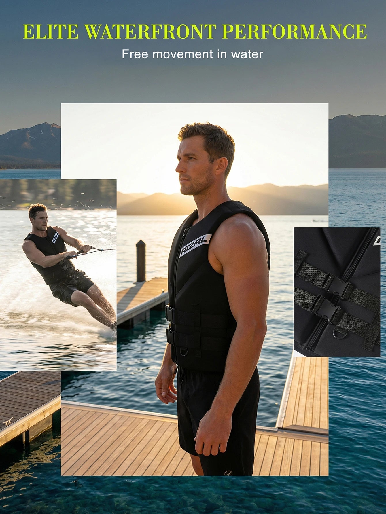 Adult Life Jacket Vest – Buoyancy Safety Vest for Kayaking, Surfing, Wakeboarding, Boating & Water Sports