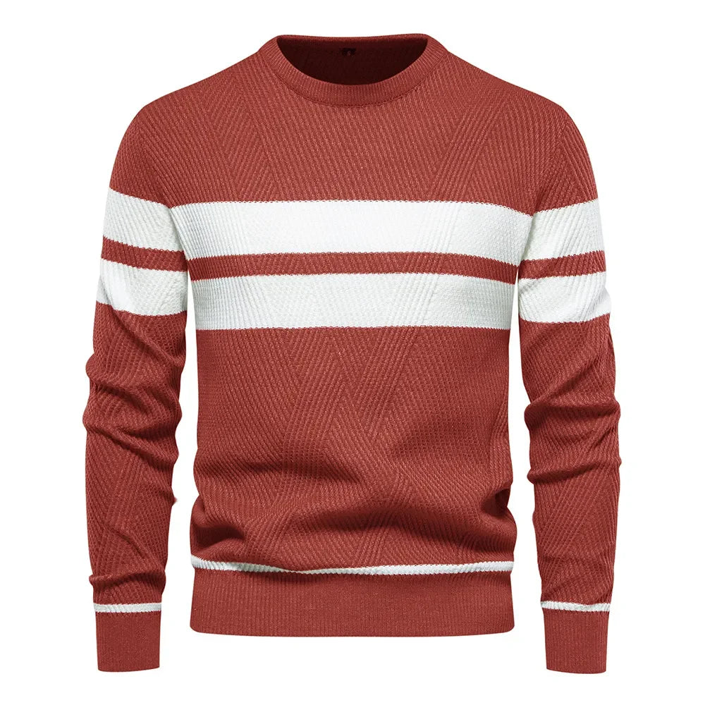 Men's Autumn Pullover Men's Sweater O-neck Patchwork Long Sleeve Warm Slim Sweaters Casual Fashion Sweater For Men