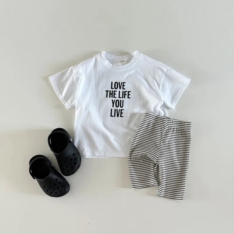 2025 Zomer Nieuwe Kinderen Katoenen Gestreepte Legging Baby Jongen Meisje Effen Elastische Shorts Peuter Veelzijdige Middelste Broek Kinderen Legging Unisex