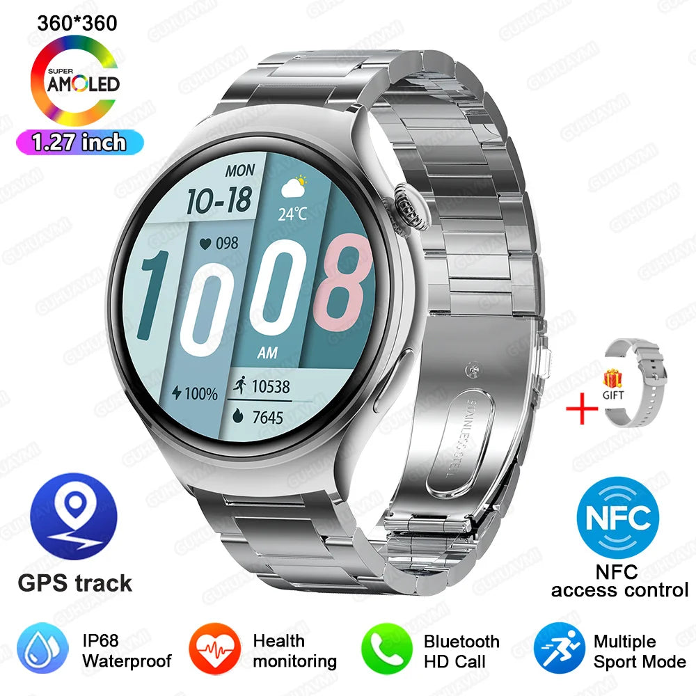 2025 Women's Fashion Smart Watch AMOLED HD Screen GPS Sport Heart Rate Bluetooth Call Waterproof Outdoor Smartwatch For Ladies