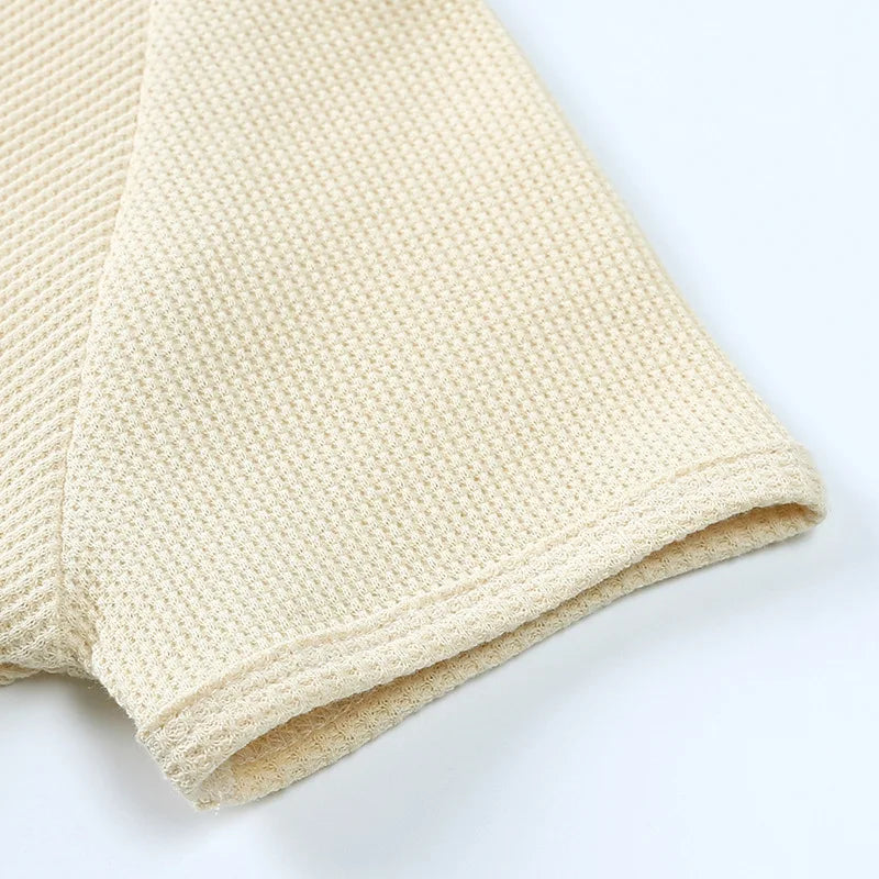 Kid's Summer Outwear Clothing Set Casual Boys Girls Waffle T-shirt Suit Children's 2PCS Tee And Shorts 1-6Y Unisex