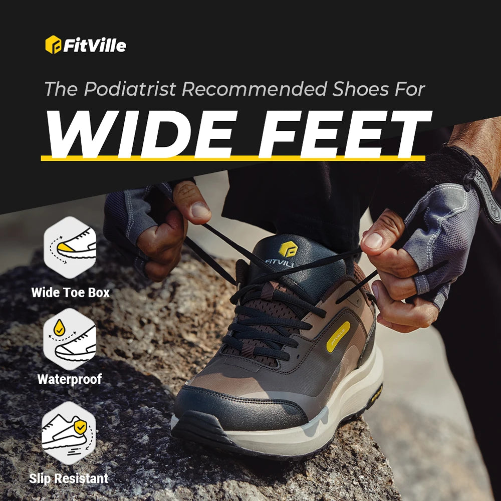 Men's Shoes Wide Width Outdoor Hiking Shoes Lightweight Breathable for Swollen Feet Correction Toes Relieve Pain