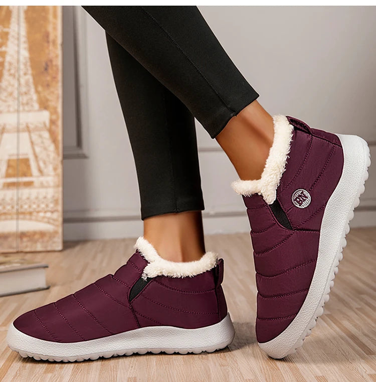 Winter Women Flats Warm Fur Black Ladies Shoes Round Toe Waterproof Shoes Sneakers Women Flat Zapatos De Mujer Shoes Woman