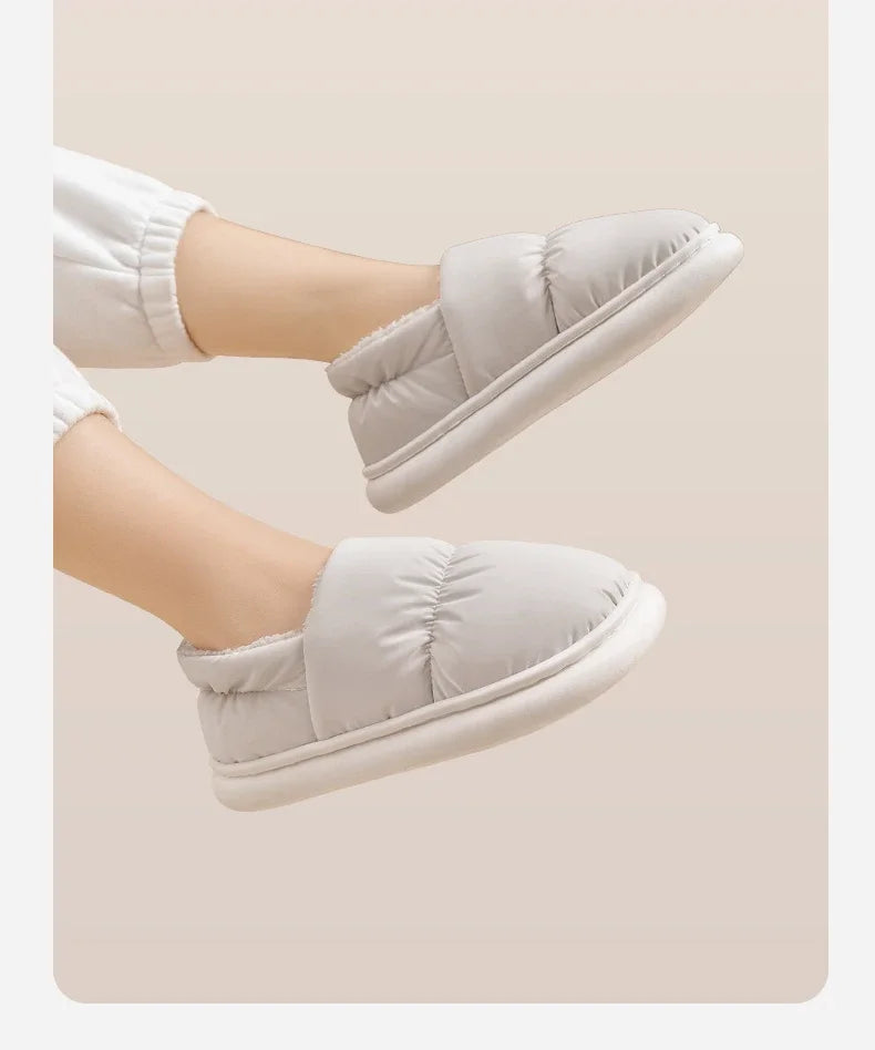 Women's Winter Warm Flat Slippers With Soft Fluffy Cosy Cotton Thick Bottom and Non-Slip Sole Suitable For Home and Outdoor Use Ladies Shoes