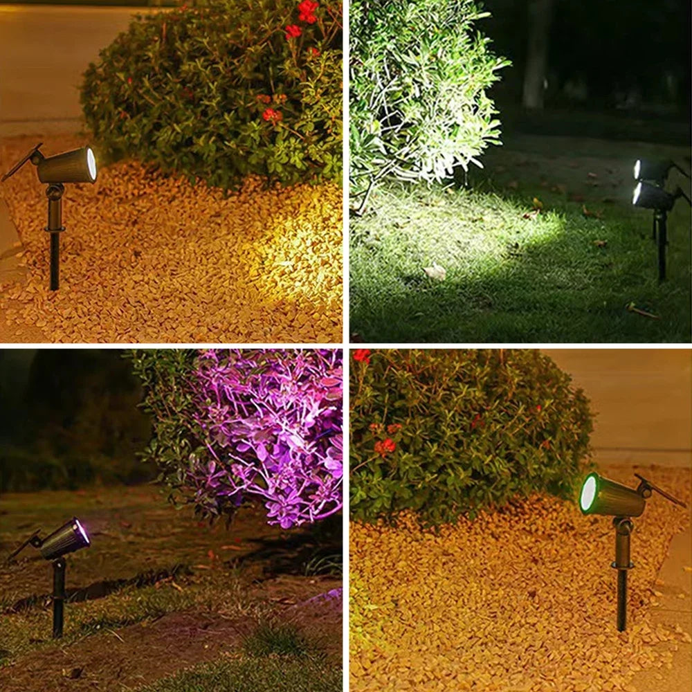 9 LED-zonnespots IP65 waterdicht, RGB-zonne-landschapsverlichting voor buiten, helderheid instelbaar, geschikt voor palmbomen in de tuin