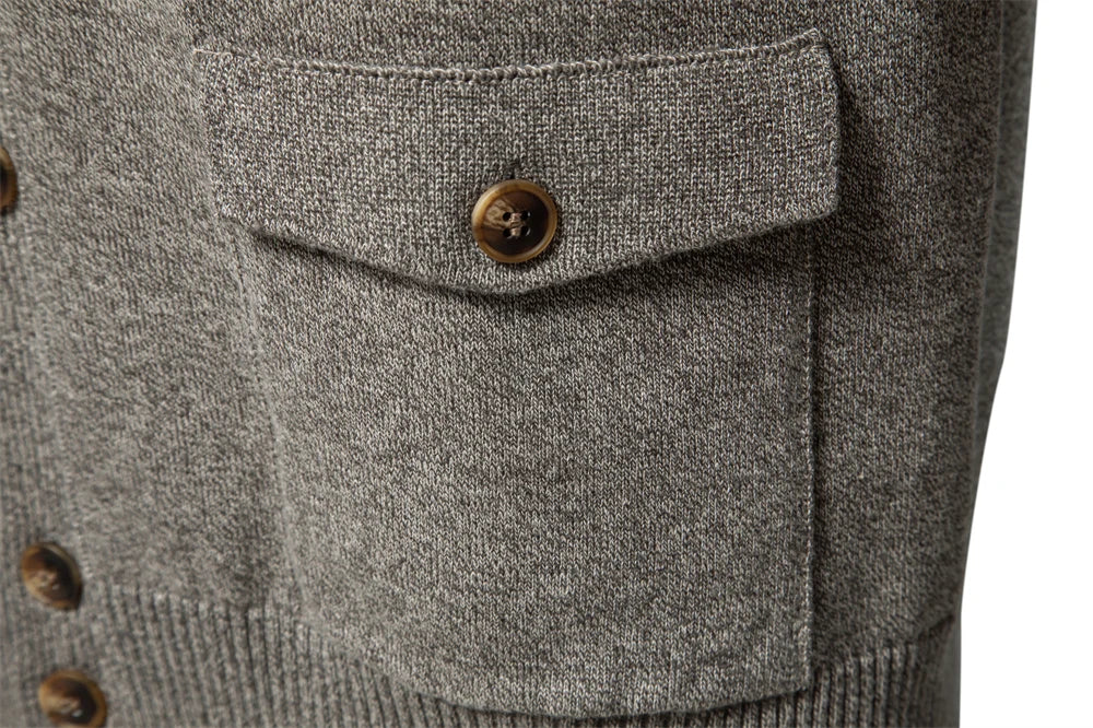 Men's Knitted Stand Mock Neck Cotton Cardigan Casual Social Autumn Button-Up Sweater Jacket for Men