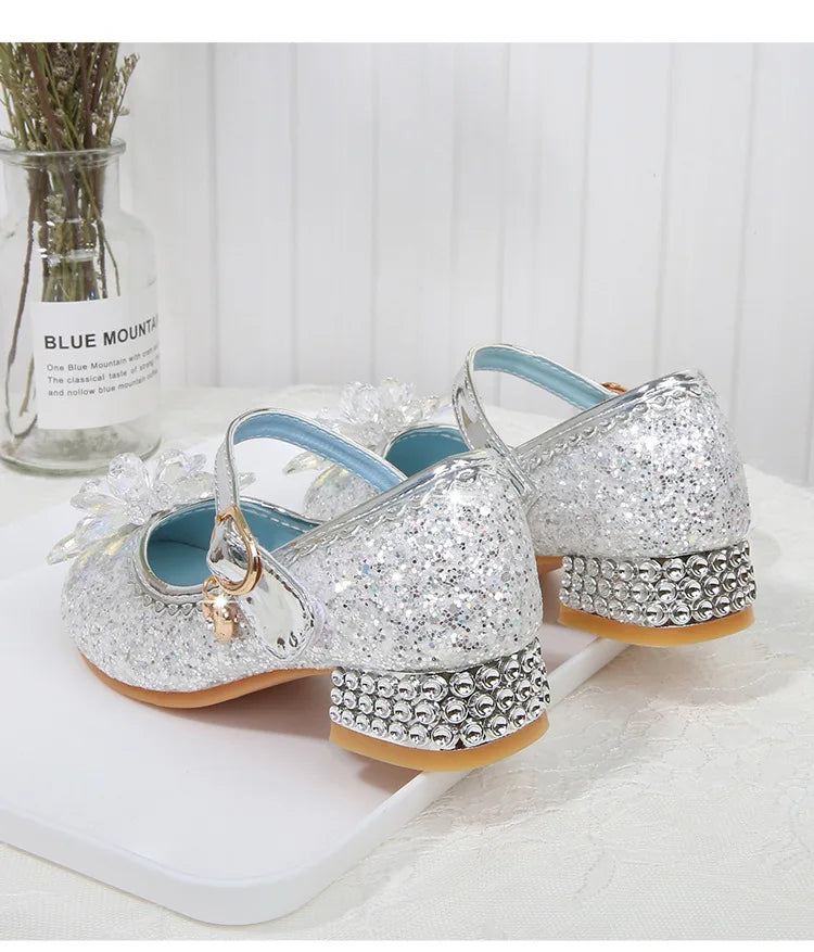 Fashion Elsa Princess Girl Shoes Frozen Cartoon Dress Shoes For Girls Fashion Party Shoes With High Heels Christmas Gifts