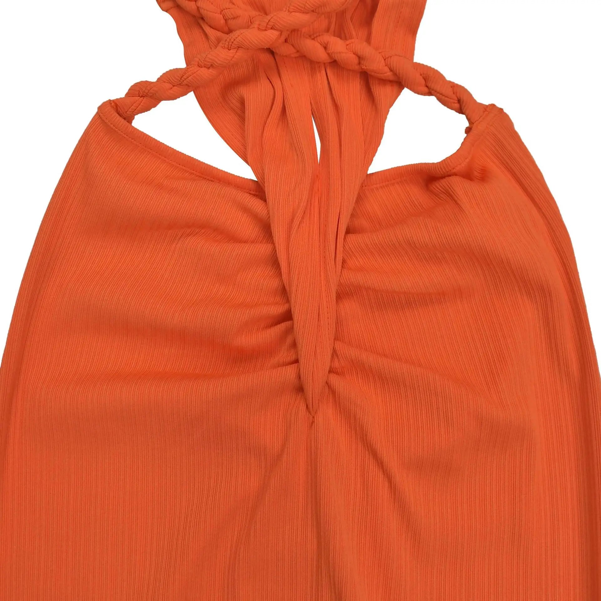 Bohemen gebreide dames maxi-jurk 2025 zomer halter vetersluiting rugloze split schede vestidos strandvakantie gewaad