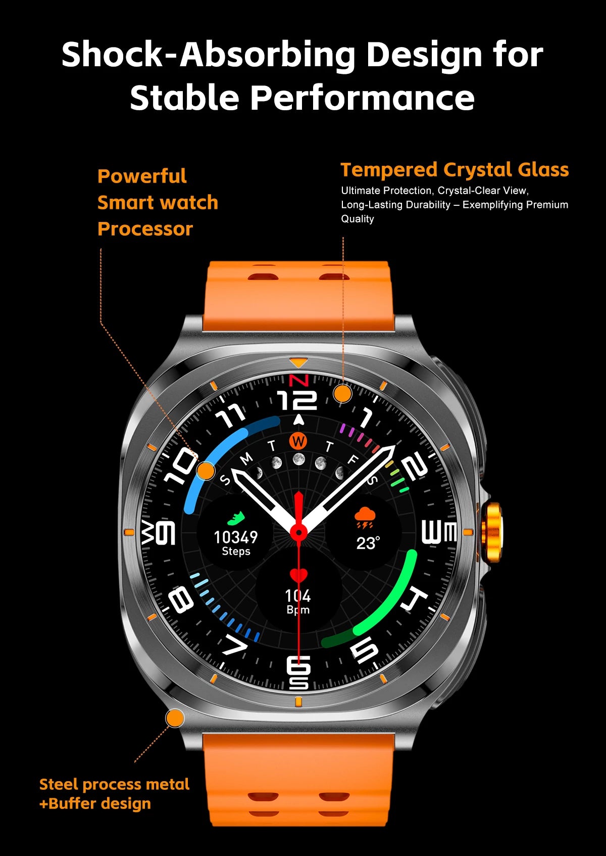 2025 Outdoor Sport Smartwatch AMOLED-scherm Hartslagmeter Waterdicht Bellen TWS Headset Smartwatch Voor Mannen - Compatibel met HUAWEI &amp; Samsung Galaxy IOS