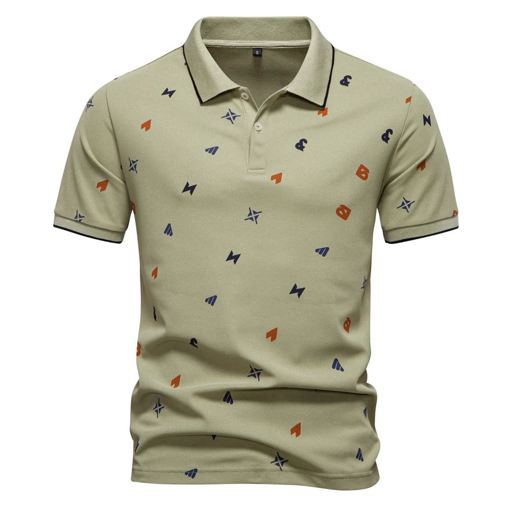 2025 Zomer Nieuw Heren Effen Poloshirt met Bedrukte Omslagkraag Casual Slim Fit Ademend Comfortabel Topje