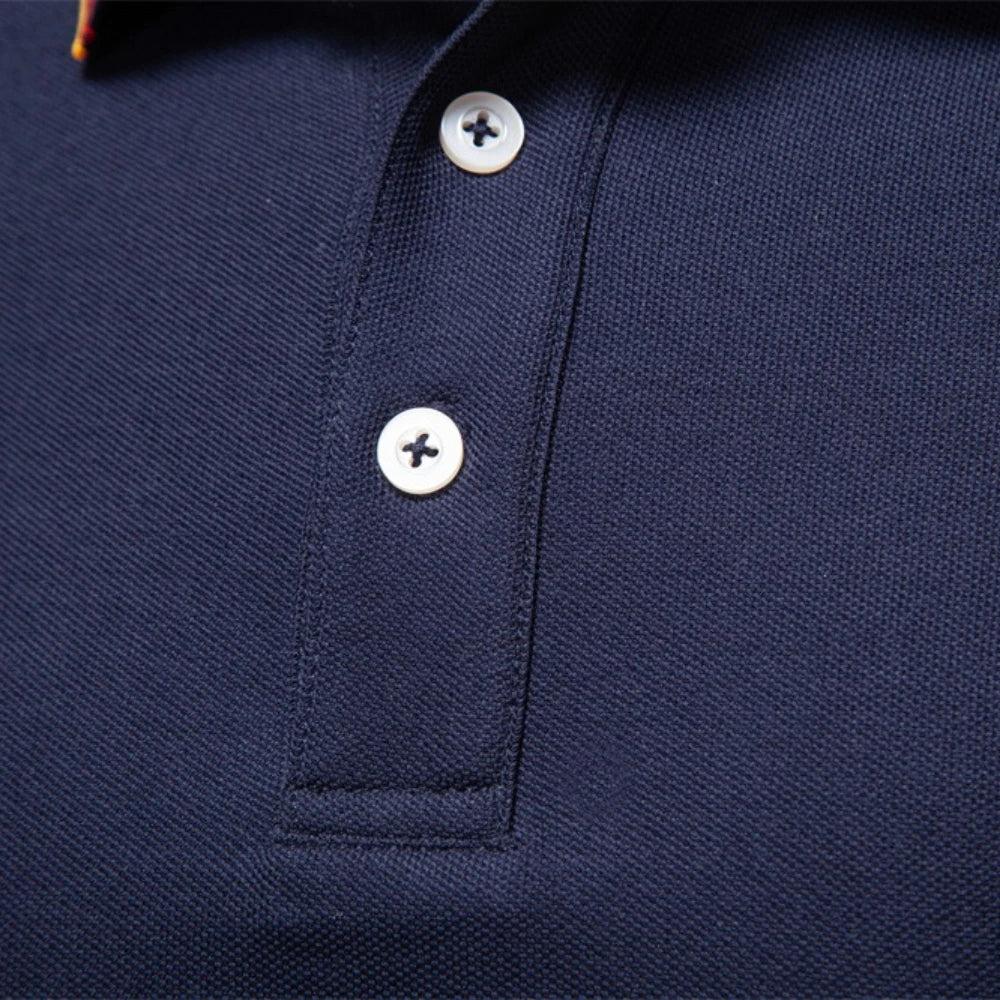 2025 Men's Henley Polo Shirt Cotton Solid Colour Long Sleeve Designer Polo for Male Social Luxury Touch