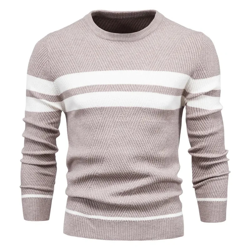 Men's Autumn Pullover Men's Sweater O-neck Patchwork Long Sleeve Warm Slim Sweaters Casual Fashion Sweater For Men