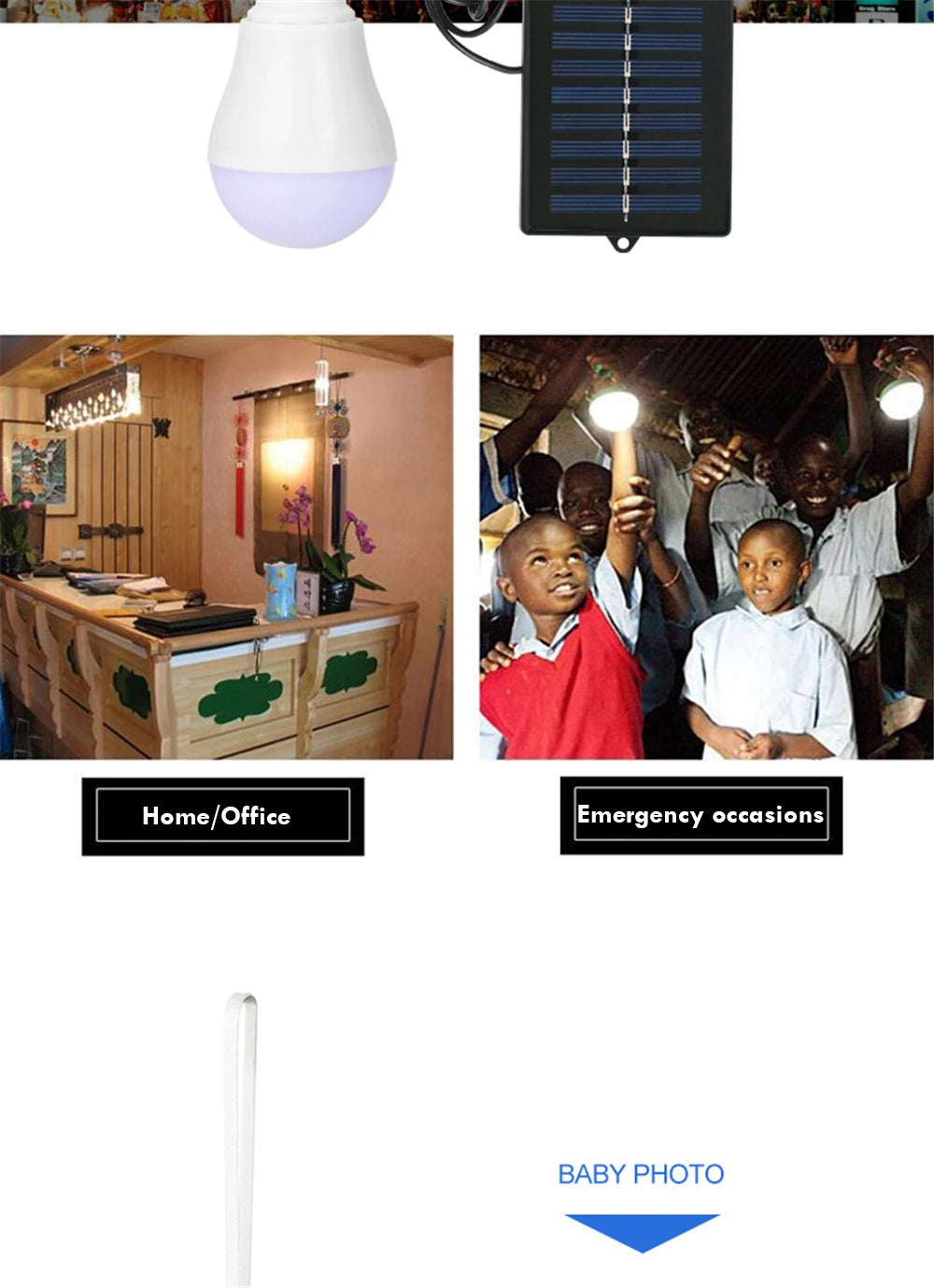 Draagbare, op zonne-energie werkende lamp met led-lampjes, oplaadbaar, kampeertent, nachtvissen, noodzonnepaneel, zonlicht