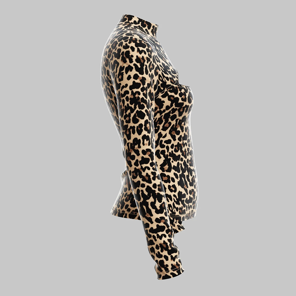 Women's T-Shirts All Season French Sexy Cut-Out Leopard Print Long Sleeve Crew Neck Fashion T-Shirts