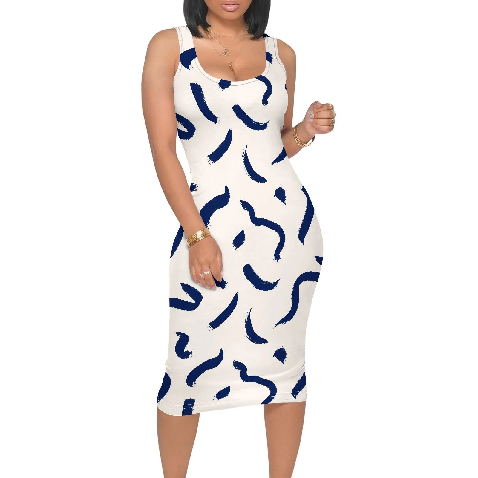 Women's Tank Top Bodycon Dress Sleeveless Pencil Midi Dress Party Club Dresses