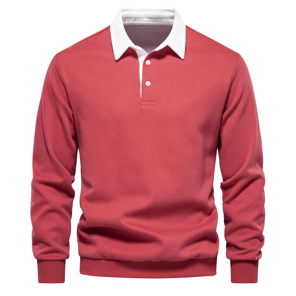 Autumn Fashion Design Polo Neck Sweatshirts For Men Casual and Social Wear Quality Cotton Sweatshirts