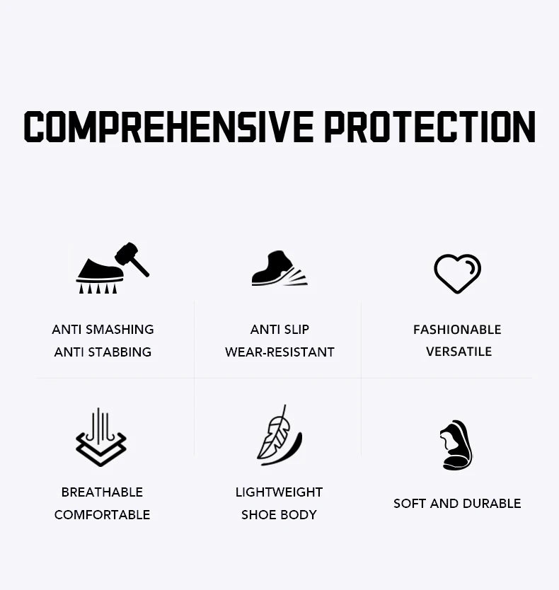 EOCENE Men’s Steel Toe Safety Work Shoes – Lightweight Anti-Smash & Puncture-Resistant Industrial Sneakers