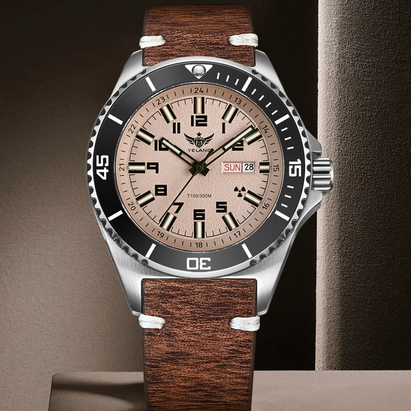 Yelang V1031 Men's Luxury Watch 44mm Diver Automatic Mechanical Movement Sapphire Luminous 300M Waterproof 30BR Japan 8205 Self-Wind
