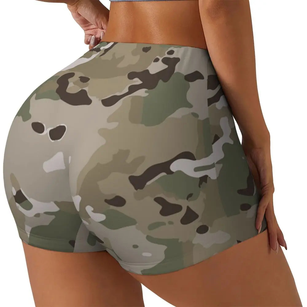 Custom Marpat Camo Workout Volleyball Biker Shorts for Women Woodland Camouflage Gym Yoga Shorts