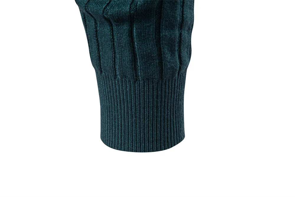 Men's Turtleneck Sweater Solid Colour With Striped Pullover Warm Knitwear Winter Casual High Quality Male Sweater