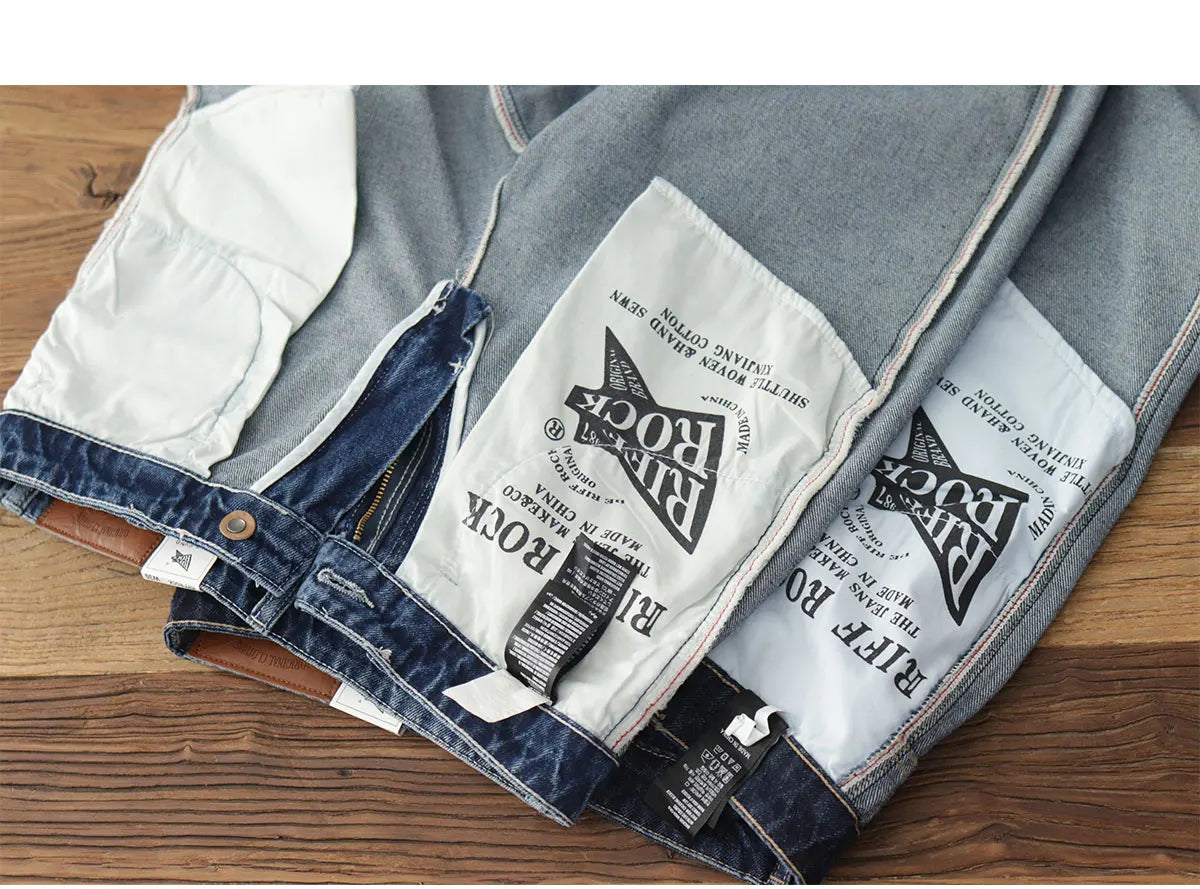 2025 Lente Nieuwe Amerikaanse Retro Primaire Kleur Denim Jeans Heren Eenvoudige 90% Katoen Gewassen Oude Casual Losse Rechte Wijde Broek