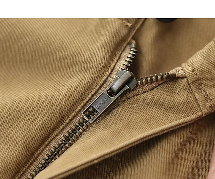 Spring Autumn New American Retro Twill Amekaji Chino Cargo Pants Men's Simple 100% Cotton Washed Straight Casual Trousers