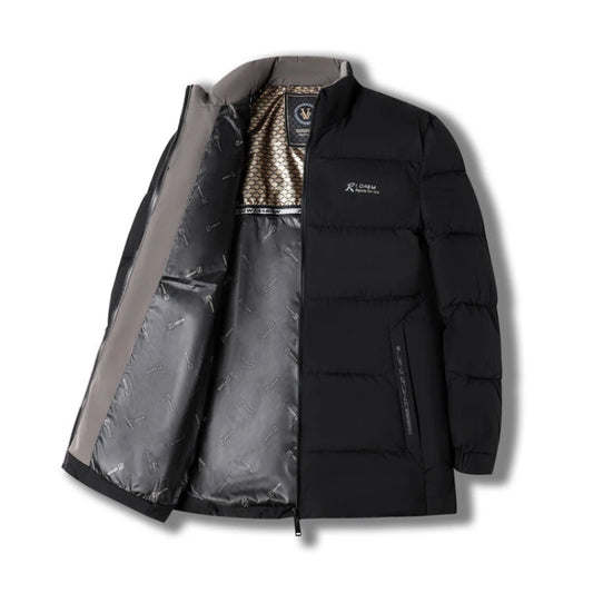 Men's High-Quality Solid Colour Business Casual Thickened Warm Cotton Jacket With Standing Collar Suitable For Male Daily Commute