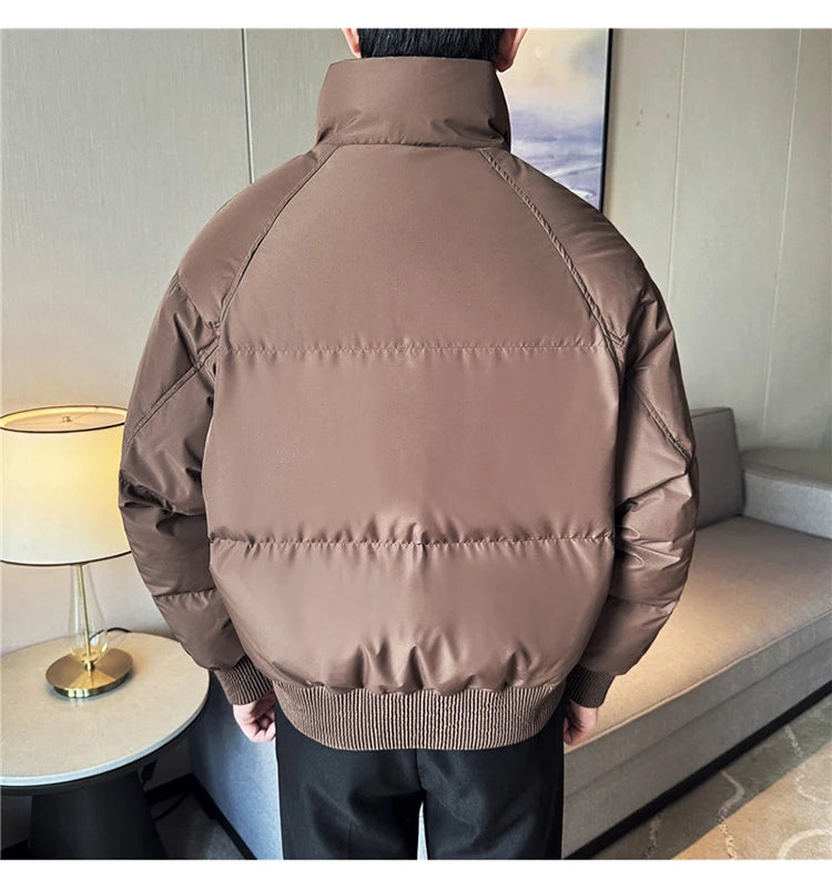 Men's Loose and Casual Thickened Down Jacket With Stand-Up Collar, Suitable For Daily Commuting, Autumn, Winter, and Leisure