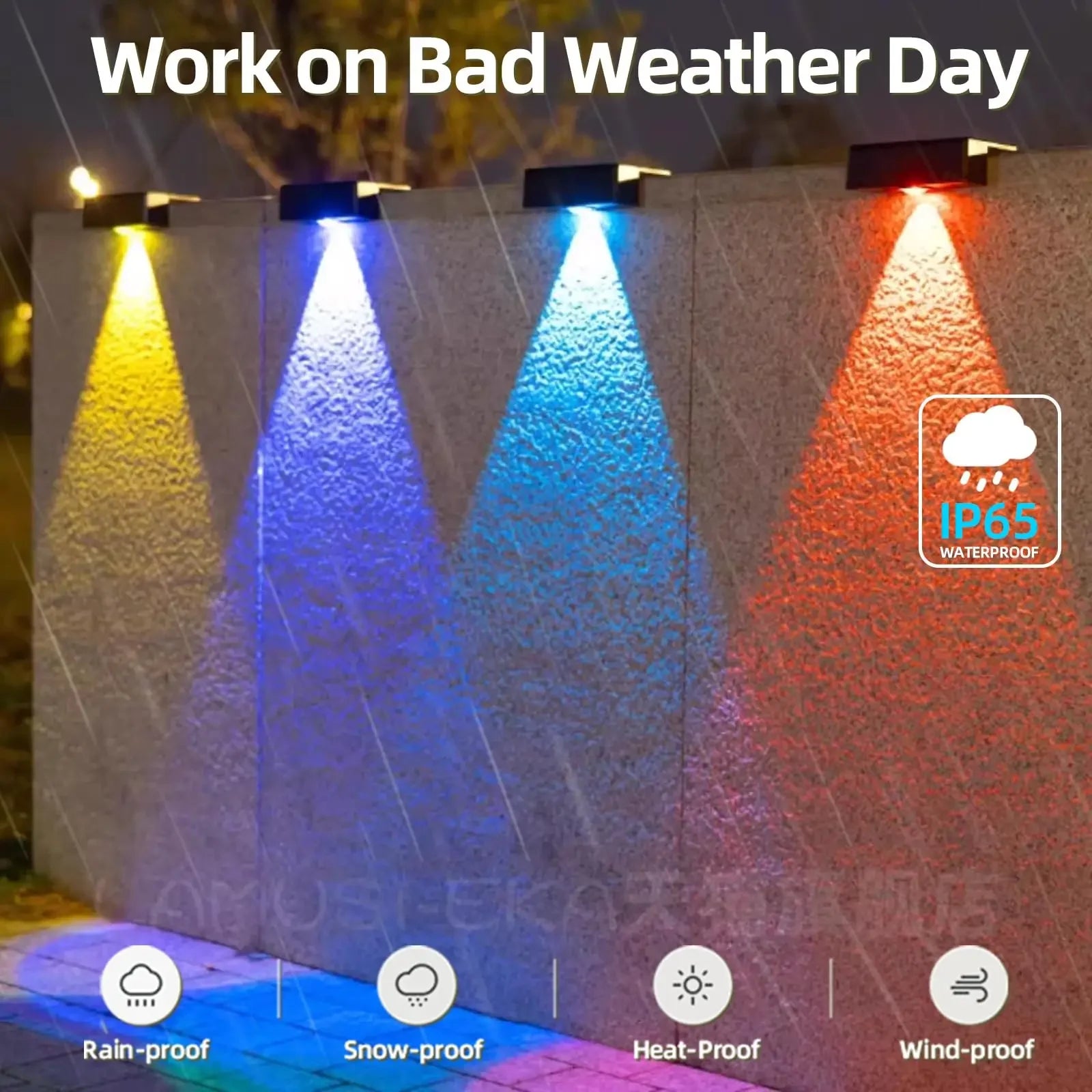 Solar Fence Light Outdoor RGB/Fixed Color Deck Light IP65 Waterproof Solar Outdoor Light for Garden Yard Railing Wall Step Patio