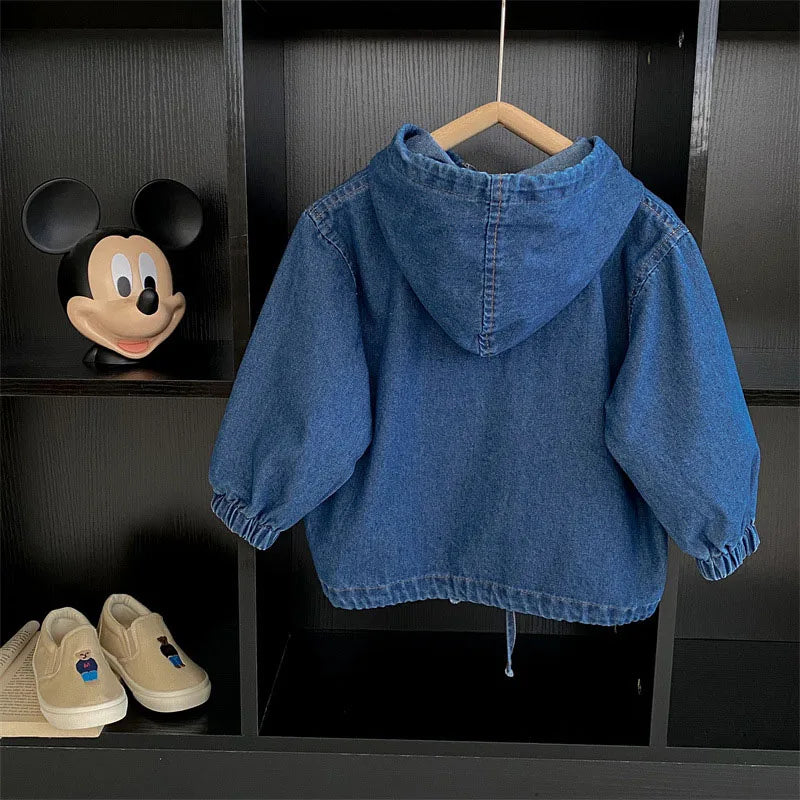 2025 Nieuwe lente kinderjas denim blauwe jas voor kinderen jongens meisjes casual stijl hoodie outfit 7-12 jaar unisex