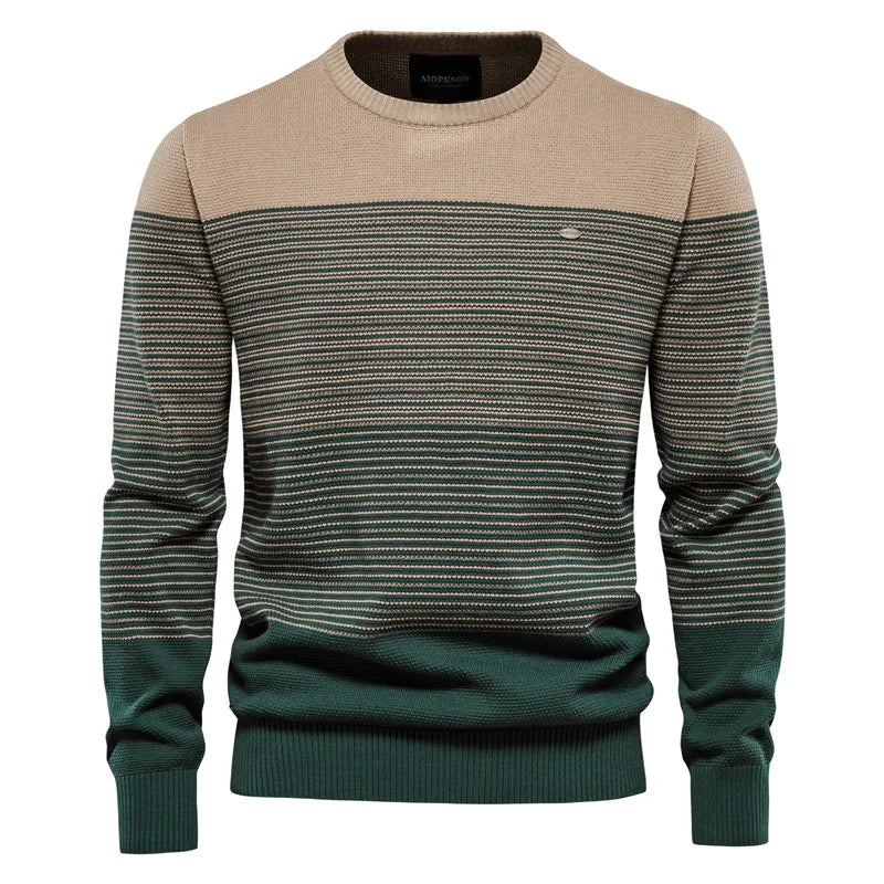 Men's Spliced Cotton Sweater Casual O-neck High Quality Pullover Knitted Sweaters Male New Winter Brand