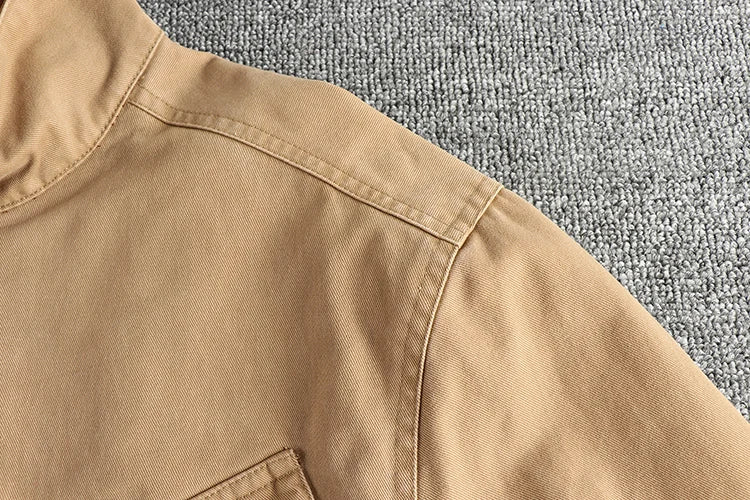 2025 Herfst en Winter Nieuwe Amerikaanse Retro Geweven M65 Cargo Jas Heren 100% Katoen Gewassen Losse Stoere Guy Outdoor Jachtjas