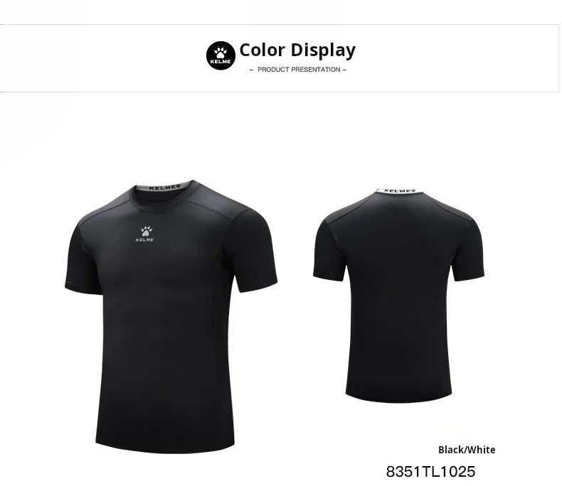 Fitness T-shirt Men's High Elasticity Breathable Tight Clothes Round Neck Basketball Running Training Short Sleeves