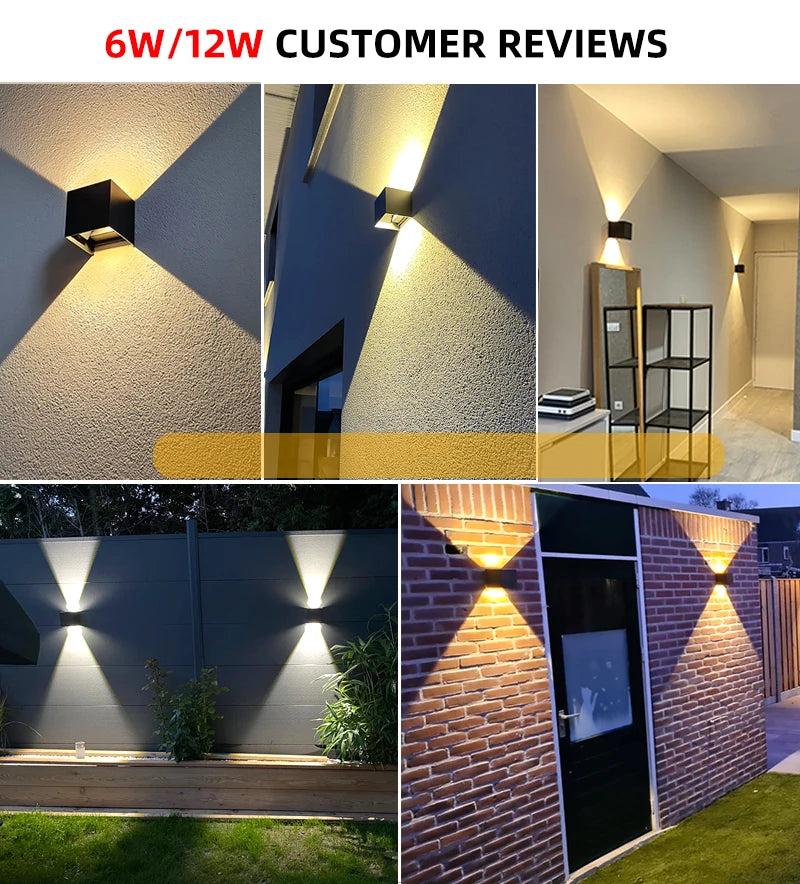 LED Wall Lamp Outdoor Waterproof IP65 Interior Wall Light Porch Garden Lights Living Room Street Corridor Stairs Lighting 24W