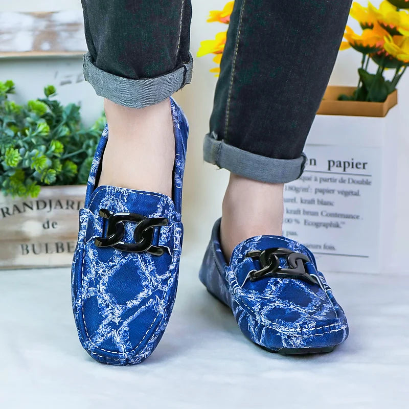 Fashionable Mens Over Size 38-48 Moccasin Shoes Blue Spring Male Formal Dress Shoes Comfortable Youth Leisure Shoes
