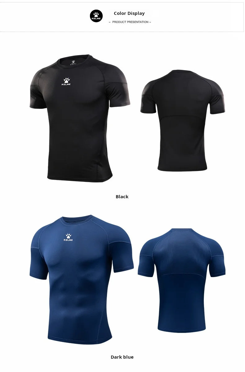 Fitness T-shirt Men's High Elasticity Breathable Tight Clothes Round Neck Basketball Running Training Short Sleeves