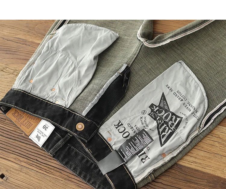 Herfst Nieuwe Amerikaanse Retro Zware Zwarte Denim Stretch Jeans Heren Eenvoudige Gewassen Oude Casual Rechte Slanke Potloodbroek
