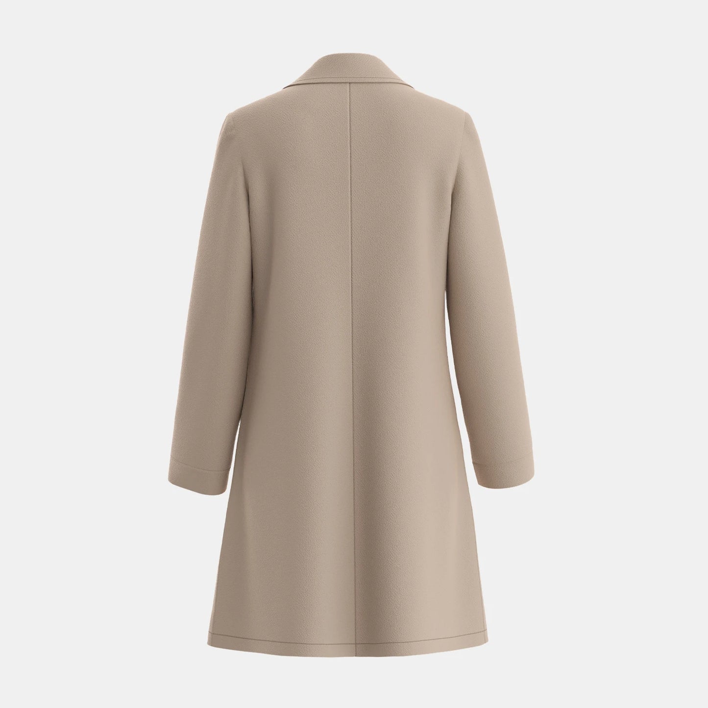 Women's Single Breasted Maxi Coat French Apricot Lapel Long Sleeve Loose Fit Casual Autumn Winter Overcoats