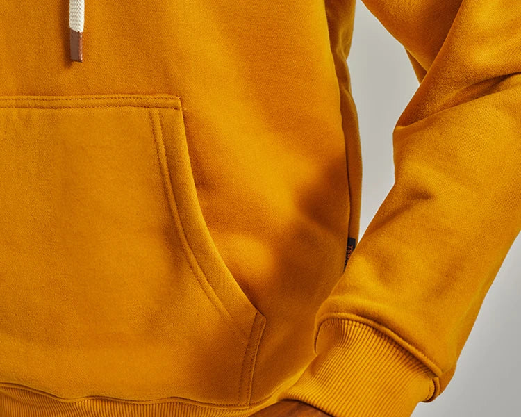 Autumn Winter American Retro Hooded Kangaroo Pocket Sweatershirts Men's Fashion Loose Casual Heavyweight Velvet Pullover Hoodies