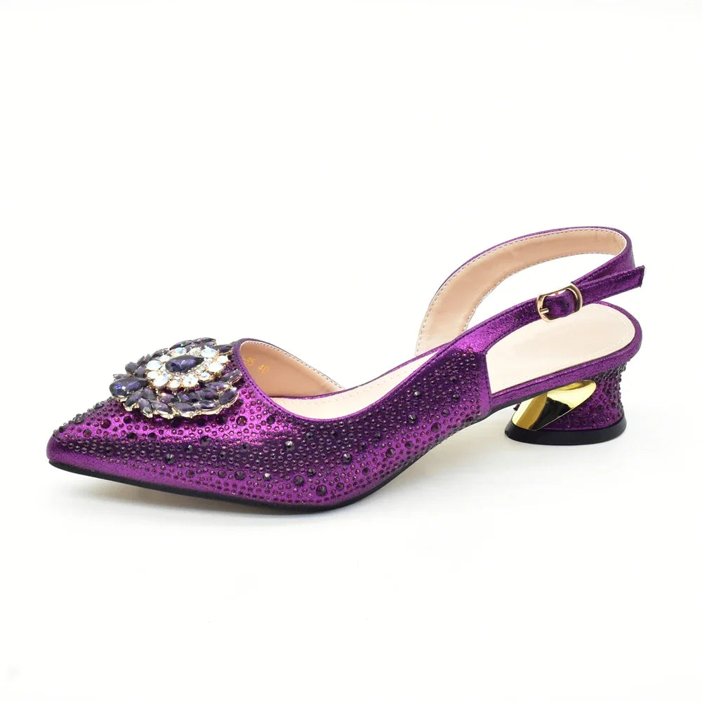 New Fashion Shoes Matching Bag Set Decorated with Crystal Ladies Wedding Party Women High Heel Pumps Luxury Rhiinestone Shoes