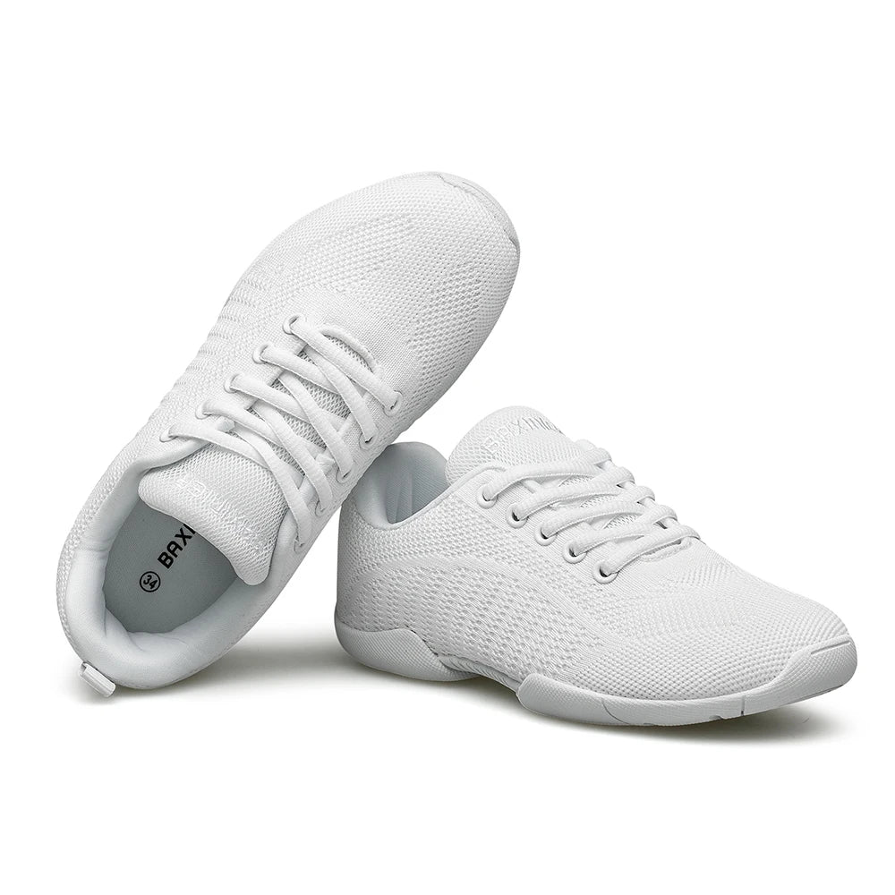 Girls White Cheer Shoes Trainers Breathable Kids Training Dance Shoes Lightweight Youth Cheer Competition Sneakers