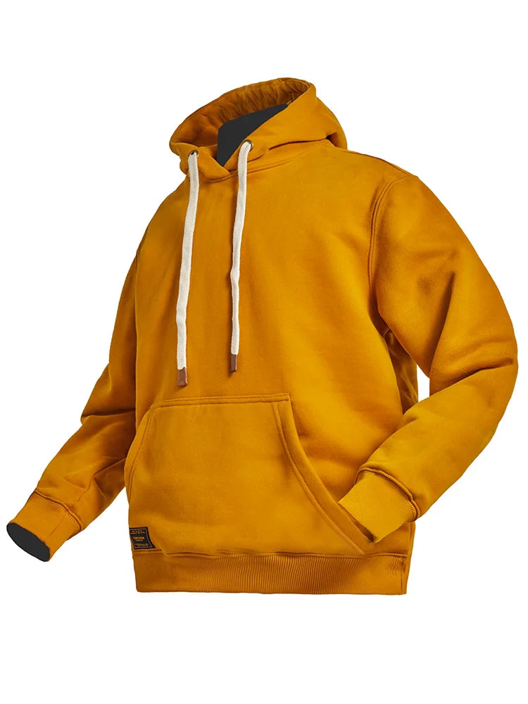 Autumn Winter American Retro Hooded Kangaroo Pocket Sweatershirts Men's Fashion Loose Casual Heavyweight Velvet Pullover Hoodies