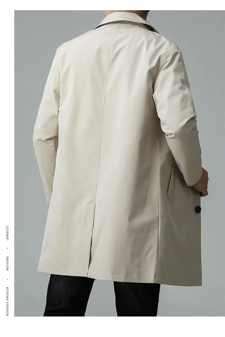 Men's Top Quality Brand Casual Fashion Long Trench Coat, Windbreaker Overcoat, and Male Slim Fit Jacket