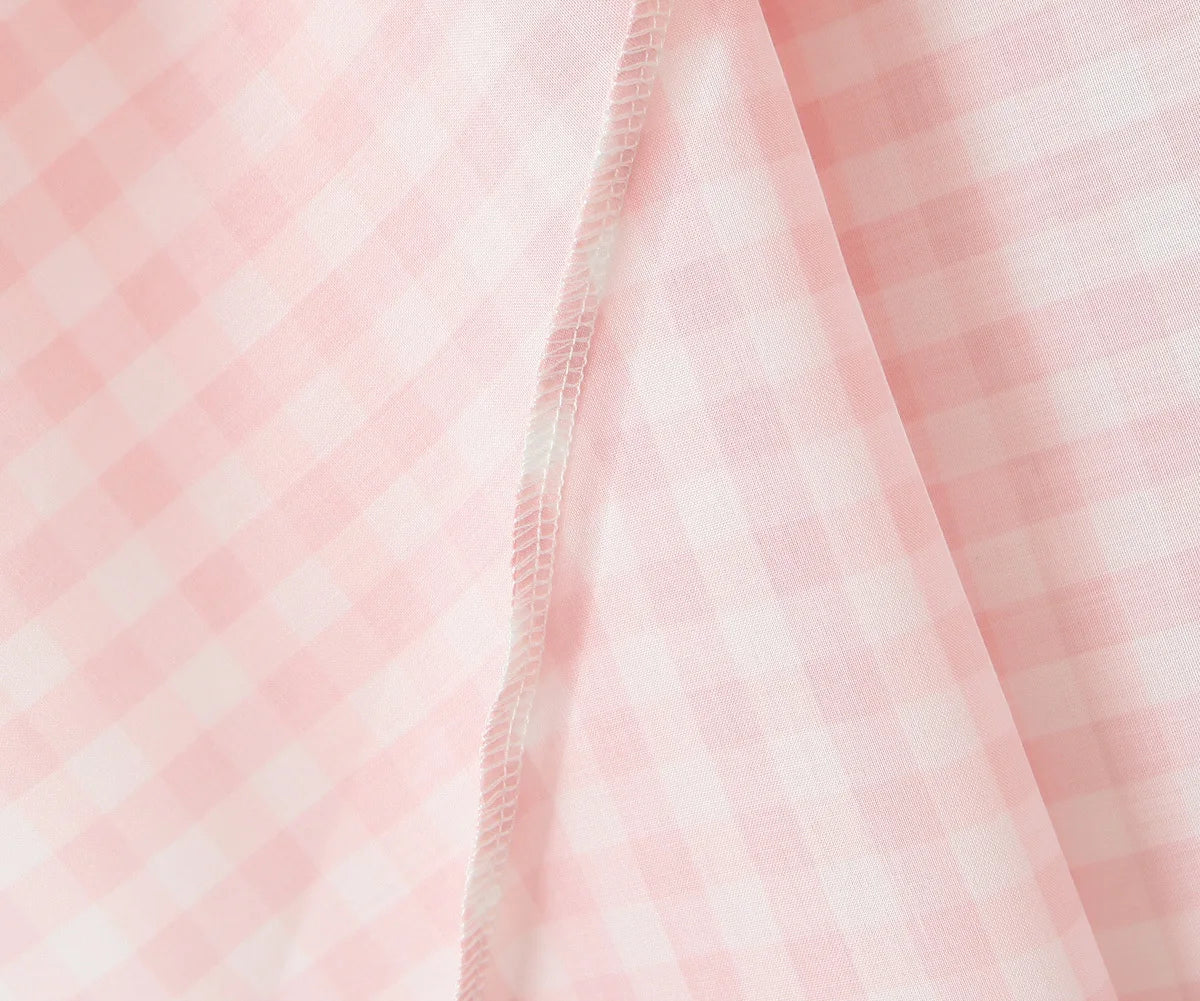 Summer Women Sexy Backless Pink Plaid Halter Dress Low Waist Elegant Party Dresses Holiday Robe