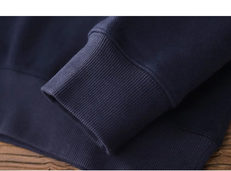 Autumn New American Retro Heavyweight 500g Letter Printed Sweatshirts Men's Fashion 100% Cotton Washed Pullover Casual Sportwear